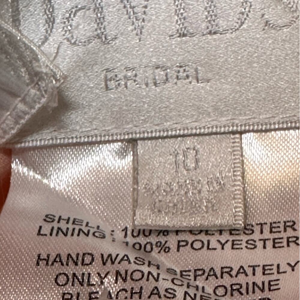 David's Bridal Short Peach Chiffon Dress with Rhinestone Straps Size 10 NEW - Picture 9 of 10